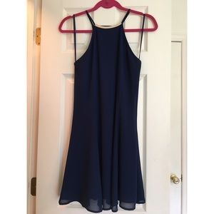 Gold plated navy blue dress